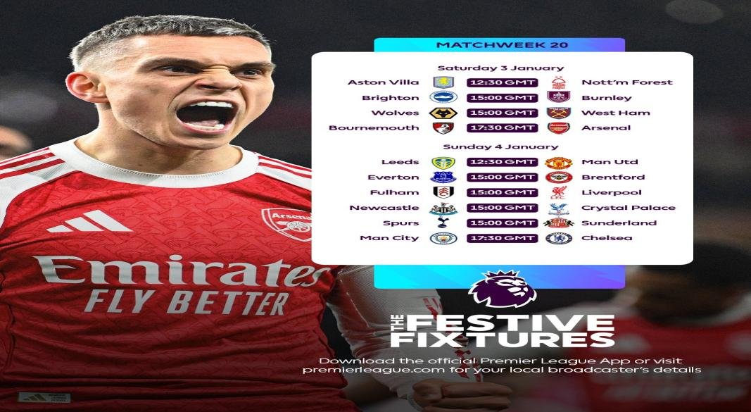 EPL Matchweek 20 fixtures