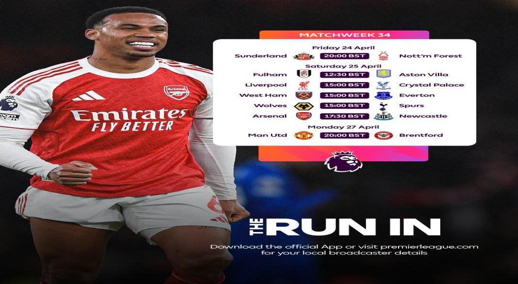 MATCHWEEK 34 FIXTURES