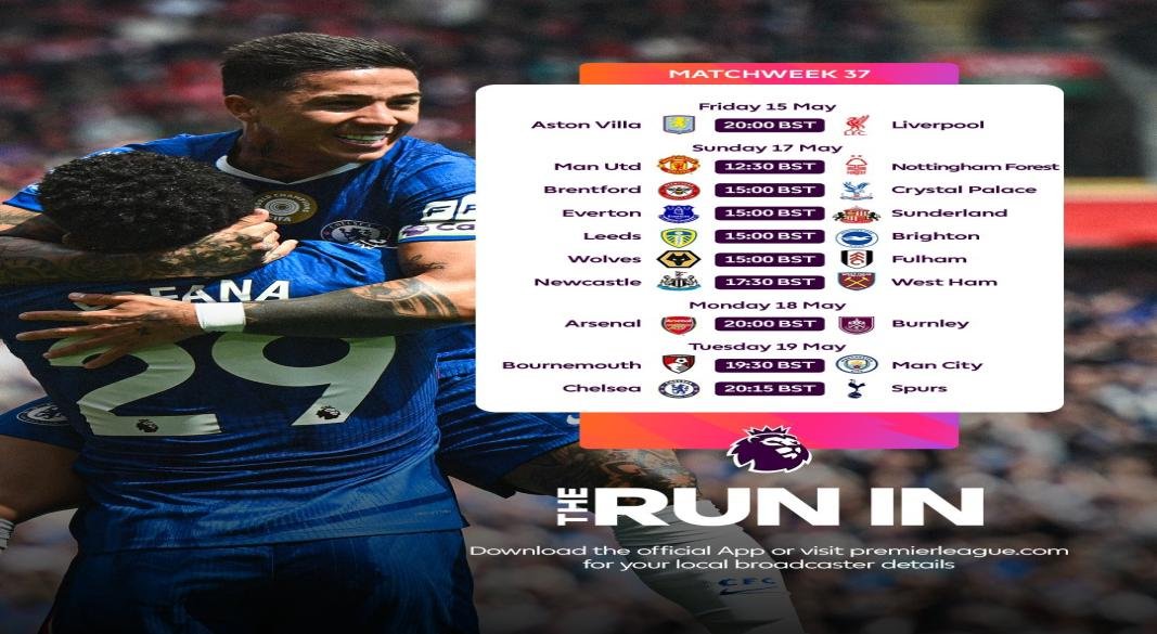 EPL MATCHWEEK 37 FIXTURES